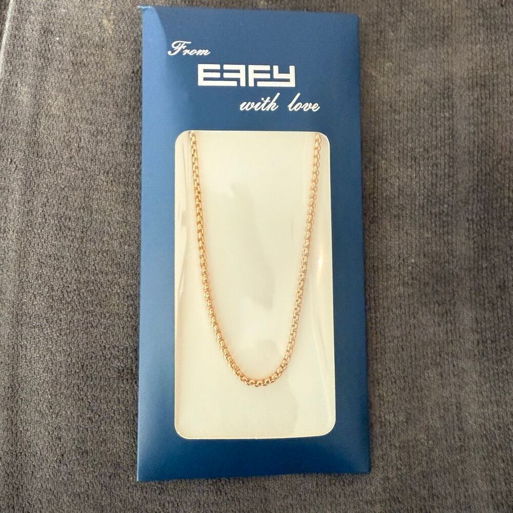 NWT Effy Lobster Clasp Box Chain Necklace Gold-tone Size 24" - Picture 5 of 5